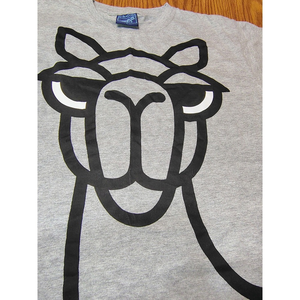 Bo Bendixen Men Large Gray Camel Graphic T-Shirt Danish Artist Cotton Tee